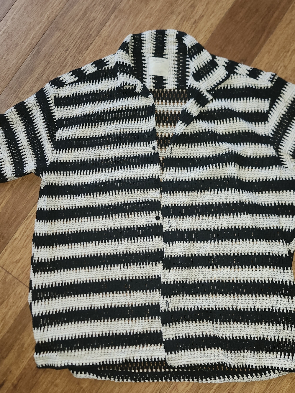 Massive Luxury Men's Striped Crochet Sweater - Black and White